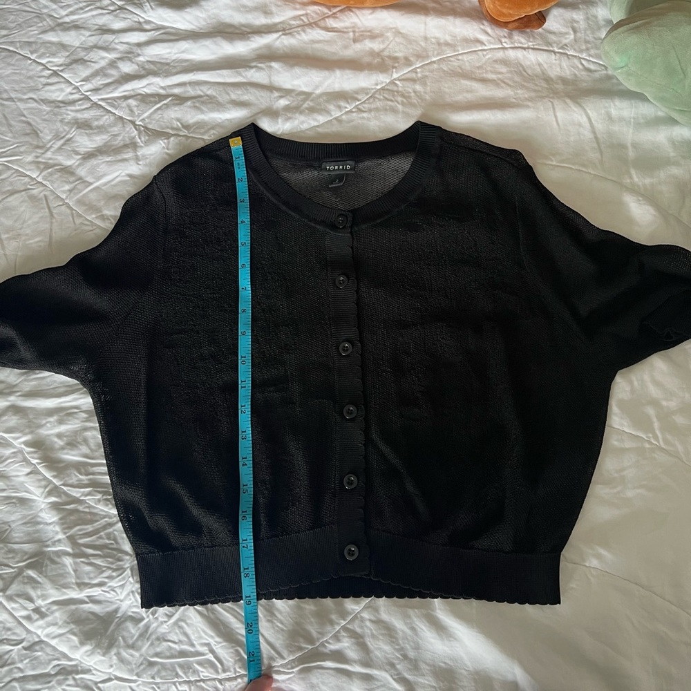 Torrid Pointelle Lace Button Front Crop Cardigan - Picture 9 of 10